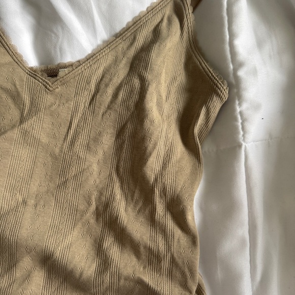 🆕🤍 Lululemon Cotton Pointelle Cropped Cami Tank - Sheer Oak - Picture 7 of 9